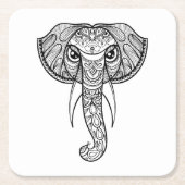 Elephant Head Doodle Kartonnen Onderzetters (Voorkant)
