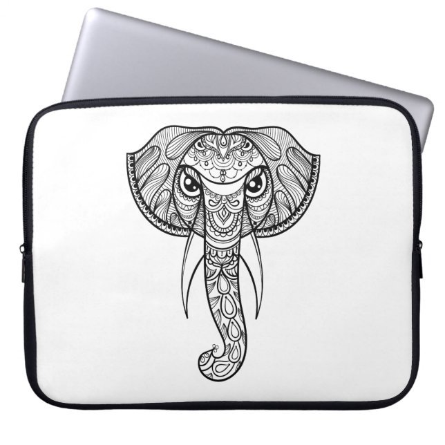 Elephant Head Doodle Laptop Sleeve (Voorkant)