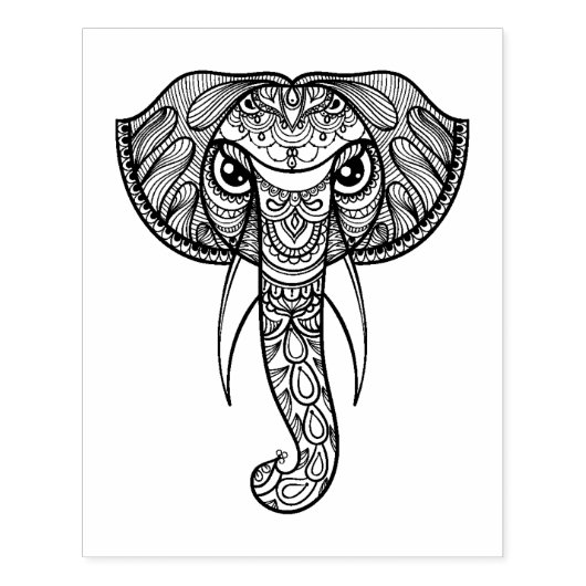 Elephant Head Doodle Rubberstempel (Afrduk)