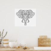 Elephant Head Doodle Sketch 2 Poster (Keuken)