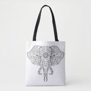Elephant Head Doodle Sketch 2 Tote Bag