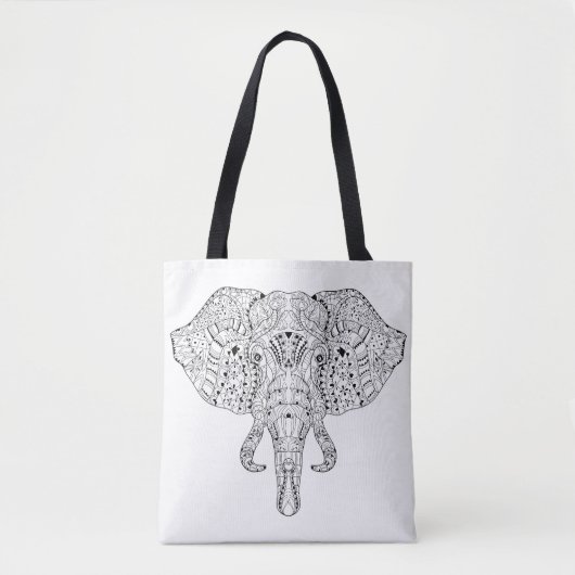 Elephant Head Doodle Sketch 2 Tote Bag (Voorkant)