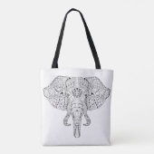 Elephant Head Doodle Sketch 2 Tote Bag (Achterkant)