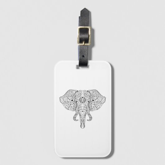 Elephant Head Doodle Sketch Bagagelabel (Voorkant (verticaal))