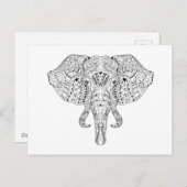 Elephant Head Doodle Sketch Briefkaart (Voorkant / Achterkant)