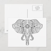 Elephant Head Doodle Sketch Briefkaart (Voorkant / Achterkant)