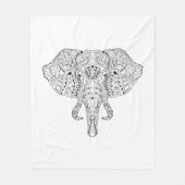 Elephant Head Doodle Sketch Fleece Deken (Voorkant)
