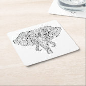 Elephant Head Doodle Sketch Kartonnen Onderzetters (Schuin)