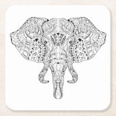 Elephant Head Doodle Sketch Kartonnen Onderzetters (Voorkant)