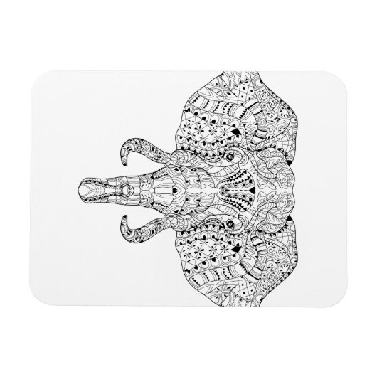 Elephant Head Doodle Sketch Magneet (Horizontaal)