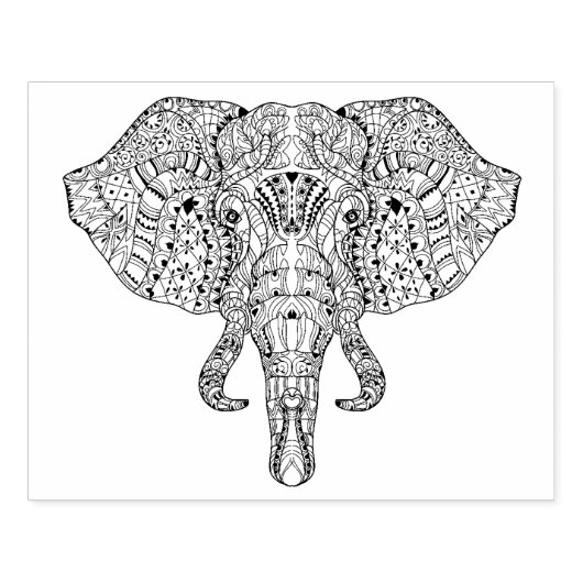 Elephant Head Doodle Sketch Rubberstempel (Afrduk)