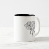 Elephant Head Doodle Sketch Tweekleurige Koffiemok (Voorkant rechts)