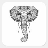 Elephant Head Doodle Vierkante Sticker (Voorkant)