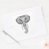 Elephant Head Doodle Vierkante Sticker (Envelop)