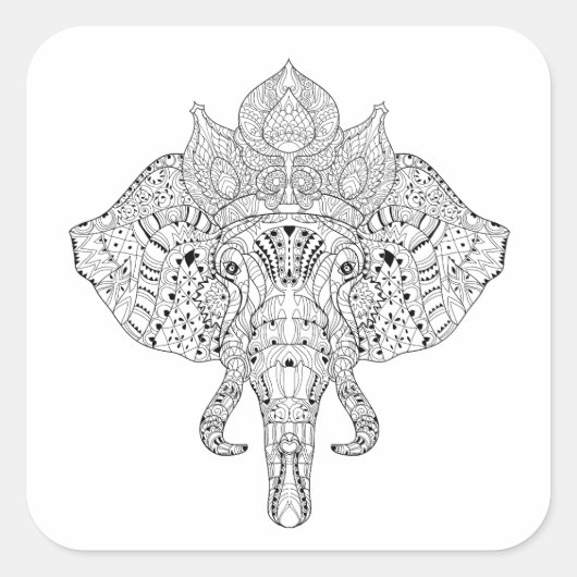Elephant Head Geïnspireerd tandvlees Vierkante Sticker (Voorkant)