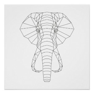 Elephant Head Geometric Black & White Moderne Art Perfect Poster