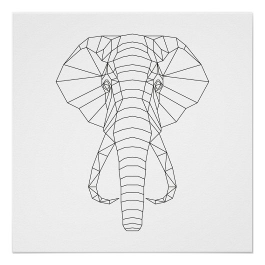 Elephant Head Geometric Black & White Moderne Art Perfect Poster (Voorkant)