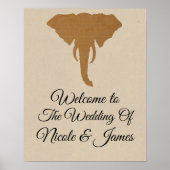 Elephant Head Natural Rustic Safari Chic Banner Poster (Voorkant)