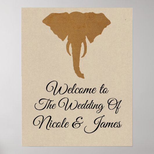 Elephant Head Natural Rustic Safari Chic Banner Poster (Voorkant)