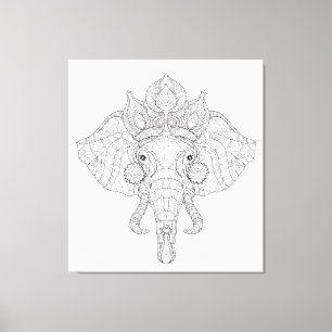 Elephant Head Zendoodle 6 Canvas Afdruk
