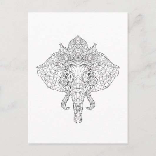 Elephant Head Zendoodle Briefkaart (Voorkant)