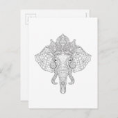 Elephant Head Zendoodle Briefkaart (Voorkant / Achterkant)