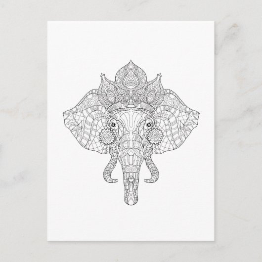 Elephant Head Zendoodle Briefkaart (Voorkant)