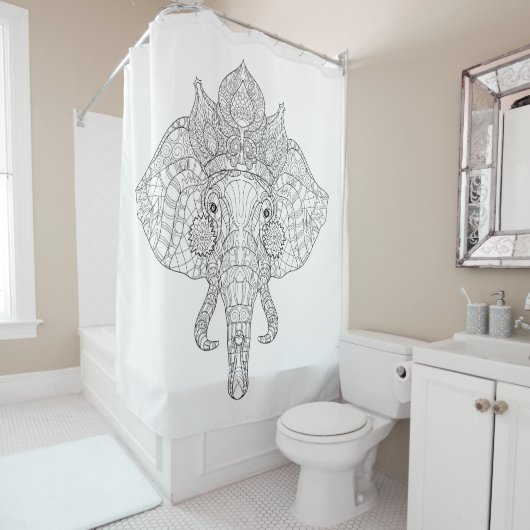 Elephant Head Zendoodle Douchegordijn (In situ)