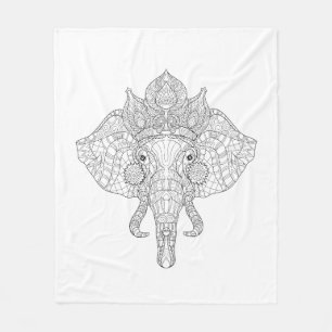 Elephant Head Zendoodle Fleece Deken