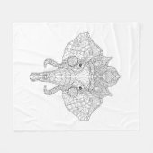 Elephant Head Zendoodle Fleece Deken (Voorkant (Horizontaal))
