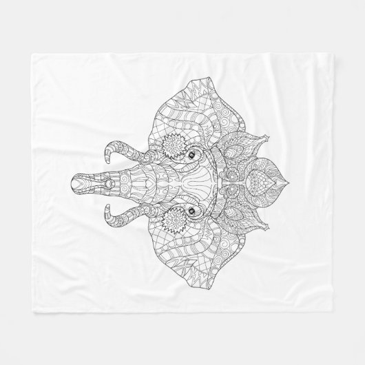 Elephant Head Zendoodle Fleece Deken (Voorkant (Horizontaal))