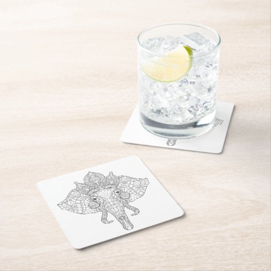 Elephant Head Zendoodle Kartonnen Onderzetters (Insitu)