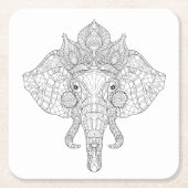 Elephant Head Zendoodle Kartonnen Onderzetters (Voorkant)