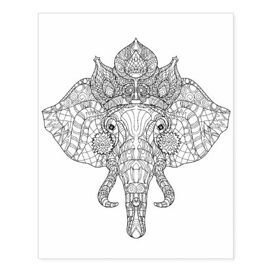 Elephant Head Zendoodle Rubberstempel (Afrduk)