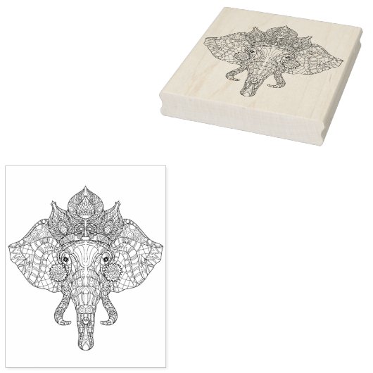 Elephant Head Zendoodle Rubberstempel (Gestempeld)