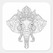 Elephant Head Zendoodle Vierkante Sticker (Voorkant)