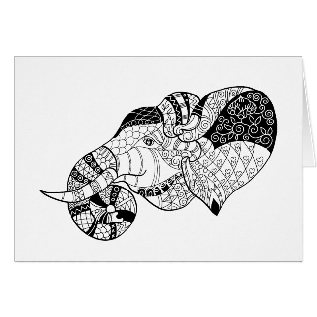 Elephant Head Zenstyle Doodle (Voorkant Horizontaal)