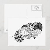 Elephant Head Zenstyle Doodle Briefkaart (Voorkant / Achterkant)