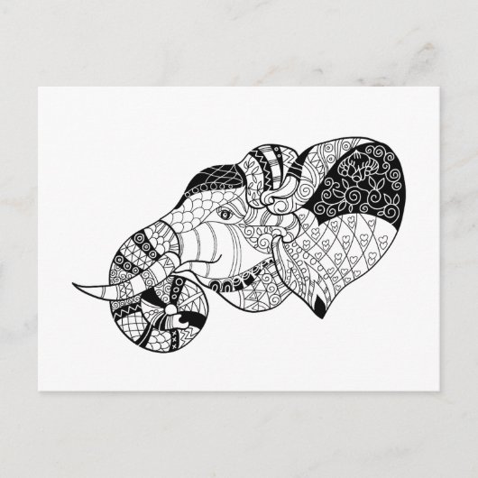 Elephant Head Zenstyle Doodle Briefkaart (Voorkant)