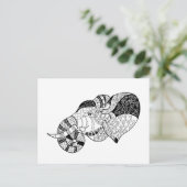 Elephant Head Zenstyle Doodle Briefkaart (Staand voorkant)