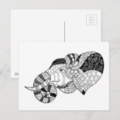 Elephant Head Zenstyle Doodle Briefkaart (Voorkant / Achterkant)