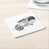 Elephant Head Zenstyle Doodle Kartonnen Onderzetters (Schuin)