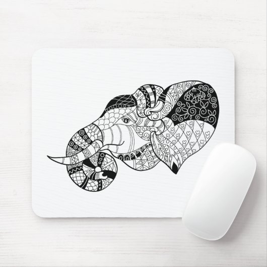 Elephant Head Zenstyle Doodle Muismat (Met muis)