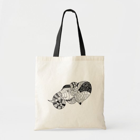 Elephant Head Zenstyle Doodle Tote Bag (Voorkant)