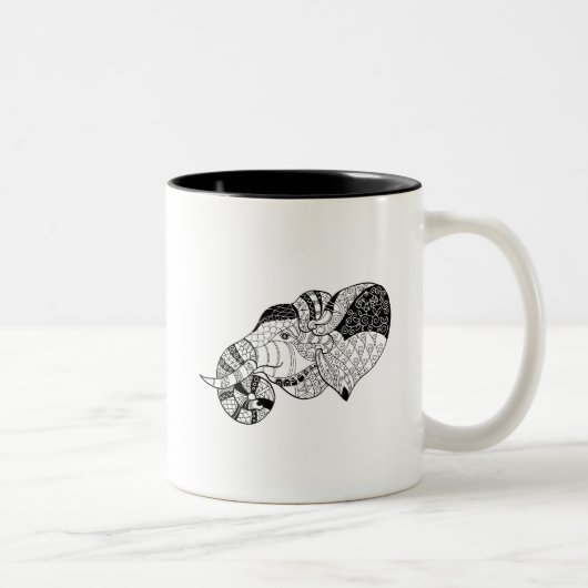 Elephant Head Zenstyle Doodle Tweekleurige Koffiemok (Rechts)