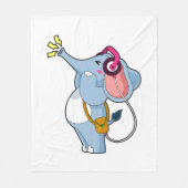 Elephant Headphone Music Fleece Deken (Voorkant)