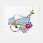 Elephant Headphone Music Fleece Deken (Voorkant (Horizontaal))