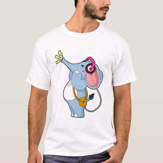 Elephant Headphone Music T-shirt (Voorkant)