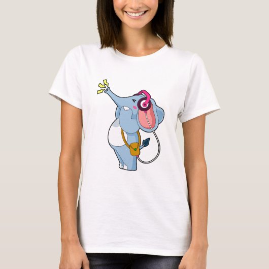 Elephant Headphone Music T-shirt (Voorkant)