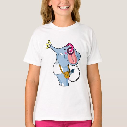Elephant Headphone Music T-shirt (Voorkant)